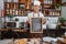 Handsome man wearing a smiling apron holding a blackboard