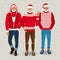 Handsome men dressed as Santa Claus