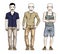 Handsome men posing in stylish casual clothes. Vector diverse pe