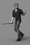 Handsome older male urban fantasy style figure holding a sword