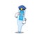 A handsome Police officer cartoon picture of digital thermometer with a blue hat