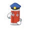 A handsome Police officer cartoon picture of glass of apple juice with a blue hat