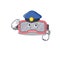 A handsome Police officer cartoon picture of vr glasses with a blue hat