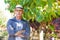 Handsome senior man in straw hat