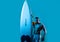 Handsome serfer man with serf board. Male fit with athletic body. Surfboard man with serf board. Surfer with a surfboard