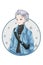 Handsome silver hair boy anime Japanese wearing blue jacket and black turtleneck