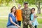 Handsome soldier reunited with family