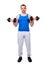 Handsome sports man lifting dumbbell
