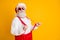 Handsome stylish cool santa claus hipster ready party on christmas x-mas celebration pull modern suspenders isolated