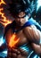 handsome superhero closeup cool superhero character illustration with epic background