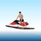 Handsome tanned young man on a jet ski