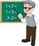 Handsome teacher cartoon teach math in classroom