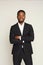 Handsome young black man portrait at studio background.