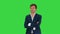 Handsome young businessman standing arms crossed, smiling confidently on a Green Screen, Chroma Key.