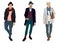 Handsome young guys in fashion and casual clothes isolated.