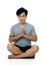 Handsome young man in meditation pose