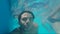 Handsome young man swimming in pool, underwater shot