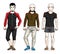 Handsome young men standing wearing stylish sport clothes. Vector set of beautiful people illustrations. Lifestyle theme male