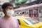 HandsomeMan wearing face mask protect filter against air pollution PM2.5 or wear N95 mask. protect pollution, anti smog and