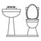 Handwashing and toilet icon cartoon in black and white