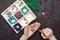 Handwork at home, the girl makes jewelry hands on the table