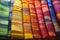 Handwoven silk textiles in rainbow colors