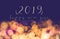 Handwriting 2019 happy new year on vintage blur festive bokeh li