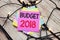 Handwriting Announcement text showing Budget 2018. Business concept for Household budgeting accounting planning written on sticky