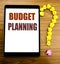 Handwriting Announcement text showing Budget Planning. Business concept for Financial Budgeting Written on tablet with wooden back