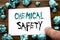 Handwriting Announcement text showing Chemical Safety. Business concept for Hazard Health At Work Written on sticky note paper, wo