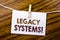 Handwriting Announcement text showing Legacy Systems. Business concept for Upgrade SOA Application written on sticky note paper on