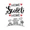 Handwriting lettering with Inspirational phrase Home sweet home.