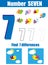 Handwriting practice. Learning mathematics and numbers. Number seven. Educational children game, printable worksheet for kids