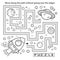 Handwriting practice sheet. Simple educational game or maze. Coloring Page Outline Of cartoon rocket in space.  Coloring book for