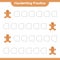Handwriting practice. Tracing lines of Gingerbread Man. Educational children game