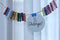 Handwriting single word - CHANGE. Inspirational motivational notes on tag label paper hanging on rope with colorful wooden clips