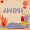 Handwriting text Anaemia. Concept meaning a condition marked by a deficiency of hemoglobin in the blood Text Frame