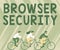 Handwriting text Browser Security. Word Written on security to web browsers in order to protect networked data