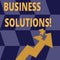 Handwriting text Business Solutions. Concept meaning ideas used to help a company achieve its objectives Colorful Arrow