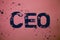 Handwriting text Ceo. Concept meaning Chief Executive Officer Head Boss Chairperson Chairman Controller Ideas messages pink backgr