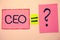 Handwriting text Ceo. Concept meaning Chief Executive Officer Head Boss Chairperson Chairman Controller Ideas messages pink papers