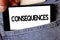 Handwriting text Consequences. Concept meaning Result Outcome Output Upshot Difficulty Ramification Conclusion Man hold holding ce