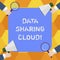 Handwriting text Data Sharing Cloud. Concept meaning using internet technologies to share files between users Hu