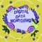 Handwriting text Digital Data Monitoring. Concept meaning Routine check of data against quality control rules Floral Wreath made