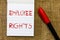 Handwriting text Employee Rights. Concept meaning All employees have basic rights in their own workplace