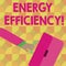 Handwriting text Energy Efficiency. Concept meaning means using less energy to provide same services Rushing Businessman