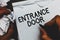 Handwriting text Entrance Door. Concept meaning Way in Doorway Gate Entry Incoming Ingress Passage Portal Man holding marker noteb
