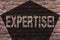 Handwriting text Expertise. Concept meaning Expert skill or knowledge in a particular field Experience Wisdom Brick Wall