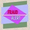 Handwriting text Fraud Alert. Concept meaning security alert placed on credit card account for stolen identity