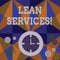 Handwriting text Lean Services. Concept meaning application of the lean analysisufacturing concept to operations Time